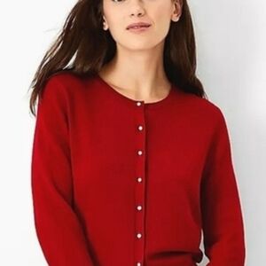 Express Design Studio Jeweled Button Red Sweater Cardigan Size Small